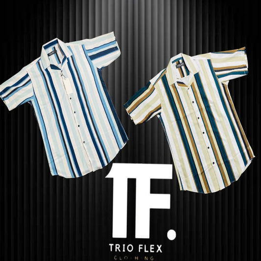 Men’s Casual Striped Half-Sleeve Shirt – Perfect Blend of Style & Comfort